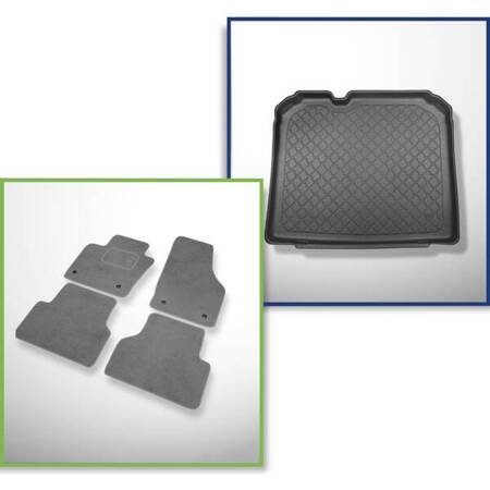 Ensemble: tapis velours + tapis de coffre pour Audi Q3 I 8U (08.2011-06.2018) 5 porte - Guardliner - coffre inférieur ; sans roue de secours à usage temporaire; aussi pour la version Quattro