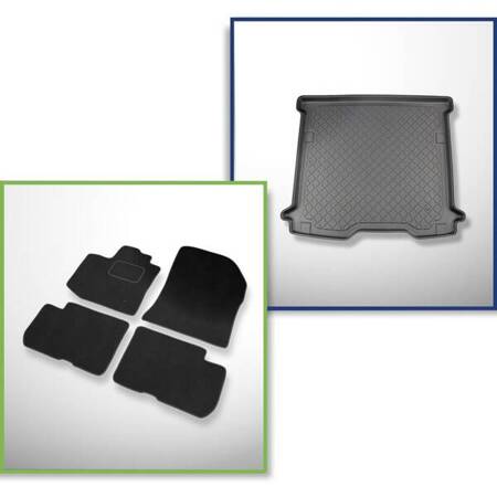 Ensemble: tapis velours + tapis de coffre pour Dacia Dokker (11.2012-09.2021) 5 porte - Guardliner - 5 places