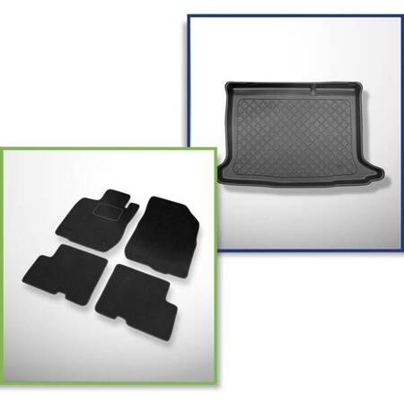 Ensemble: tapis velours + tapis de coffre pour Dacia Sandero II (12.2012-12.2020) 5 porte - Guardliner