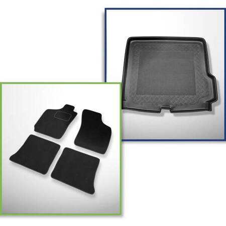 Ensemble: tapis velours + tapis de coffre pour Fiat Palio HL (1997-2004) 5 porte - Standard