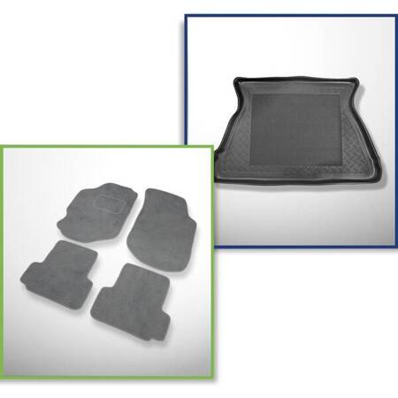 Ensemble: tapis velours + tapis de coffre pour Ford Escort VI (1995-2000) 3 porte, 5 porte - Standard