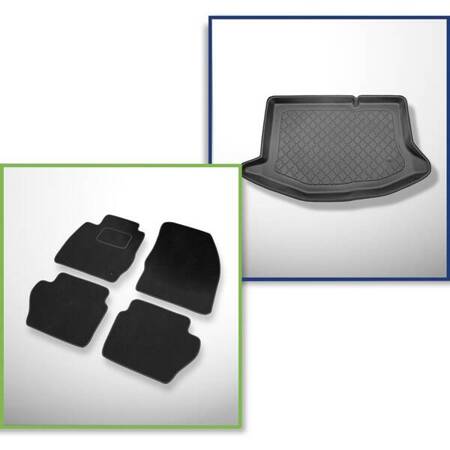 Ensemble: tapis velours + tapis de coffre pour Ford Fiesta VI (10.2008-2012) 3 porte, 5 porte - Guardliner