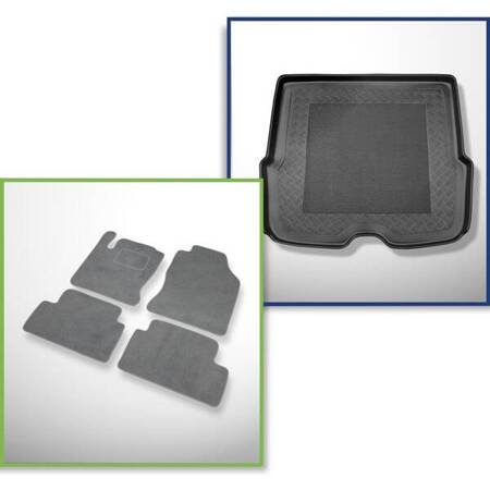 Ensemble: tapis velours + tapis de coffre pour Ford Focus I (1998-2004) 5 porte - Standard