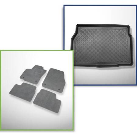 Ensemble: tapis velours + tapis de coffre pour Opel Astra H (2004-09.2009) 3 porte, 5 porte - Guardliner - sans insert supplémentaire dans le coffre ; aussi pour GTC