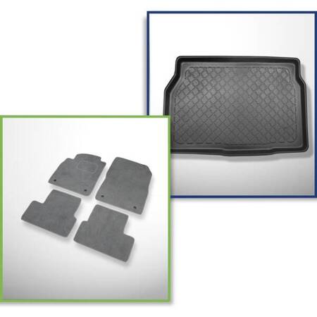 Ensemble: tapis velours + tapis de coffre pour Opel Astra J (09.2009-12.2014) 3 porte, 5 porte - Guardliner - sans insert supplémentaire dans le coffre ; aussi pour GTC