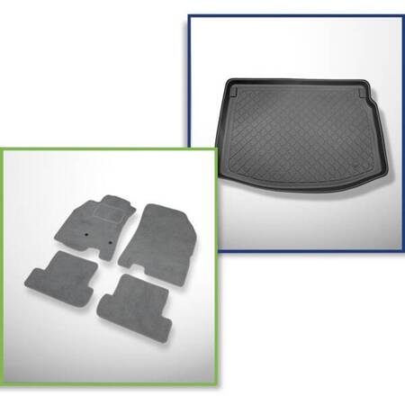 Ensemble: tapis velours + tapis de coffre pour Renault Megane III (11.2008-12.2015) 5 porte - Guardliner