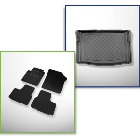 Ensemble: tapis velours + tapis de coffre pour Seat Mii I (12.2012-2019) 3 porte, 5 porte - Guardliner - coffre inférieur