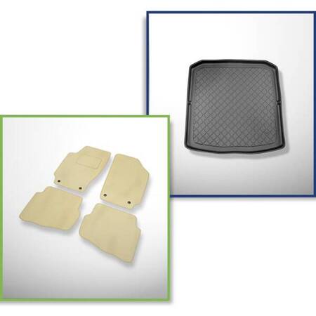 Ensemble: tapis velours + tapis de coffre pour Skoda Fabia I 6Y (2000-2007) 5 porte - Guardliner