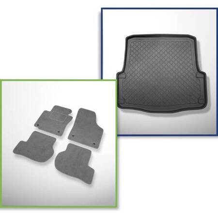 Ensemble: tapis velours + tapis de coffre pour Skoda Octavia II 1Z (2004-04.2013) 5 porte - Guardliner - coffre inférieur; aussi pour la version Scout et 4 roues motrices