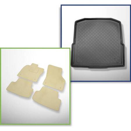 Ensemble: tapis velours + tapis de coffre pour Skoda Octavia III 5E (05.2013-2019) 5 porte - Guardliner - coffre inférieur (sans plancher multi-fonctions)