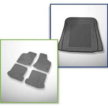 Ensemble: tapis velours + tapis de coffre pour Volkswagen Polo III 6N (1995-2001) 4 porte - Standard