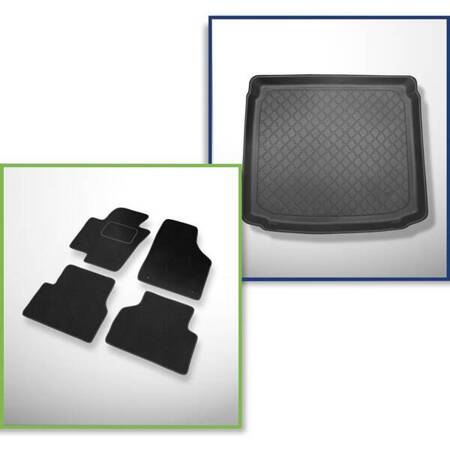 Ensemble: tapis velours + tapis de coffre pour Volkswagen Tiguan I (07.2007-04.2016) 5 porte - Guardliner - coffre inférieur; avec kit de réparation