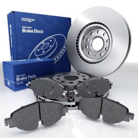 Plaquettes + disques de frein pour Audi A3 8V Hayon, Cabriolet, Berline, Sportback (2012-2020) - Tomex - TX 16-97 + TX 71-12 (essieu avant)