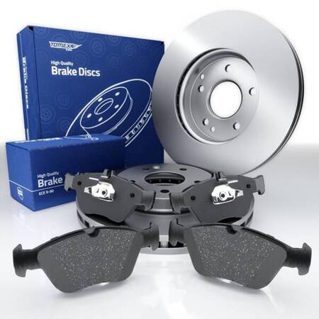 Plaquettes + disques de frein pour Mercedes-Benz CLK C208 Coupé (2000-2002) - Tomex - TX 11-47 + TX 71-06 (essieu avant)