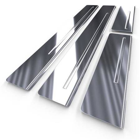 Protections de seuils de portes en acier pour Mercedes-Benz Classe C W202 Break, Berline (4 portes, 5 portes) - (1993-2001) - Croni - One Line - argent (brillant)