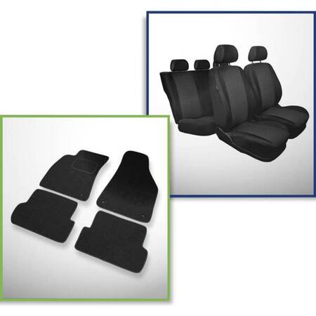 Set: tapis feutre + housses de siege confectionnees sur mesure pour Audi A4 B6 Avant, Berline (2000-2004) – Practic