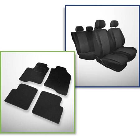 Set: tapis feutre + housses de siege confectionnees sur mesure pour Fiat Panda III Hayon, Van (2012-....) – Practic - 4-places