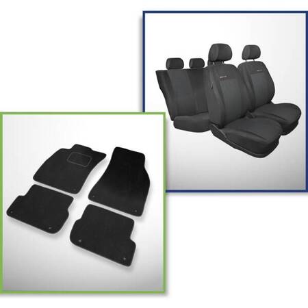 Set: tapis velours + housses de siege confectionnees sur mesure pour Audi A6 C6 Avant, Berline (2004-2006) – Elegance P-3