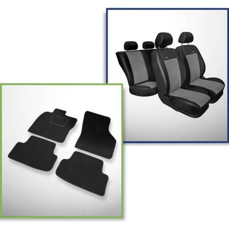 Set: tapis velours + housses de siege confectionnees sur mesure pour Volkswagen Golf VII Hayon, SW (2012-2019) – Premium gris