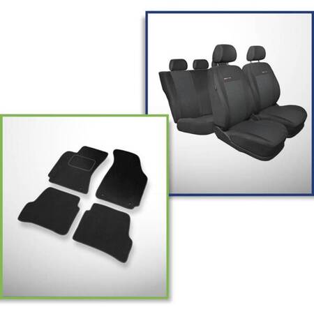 Set: tapis velours + housses de siege confectionnees sur mesure pour Volkswagen Passat B5, B5 FL Berline (1996-2005) – Elegance P-3