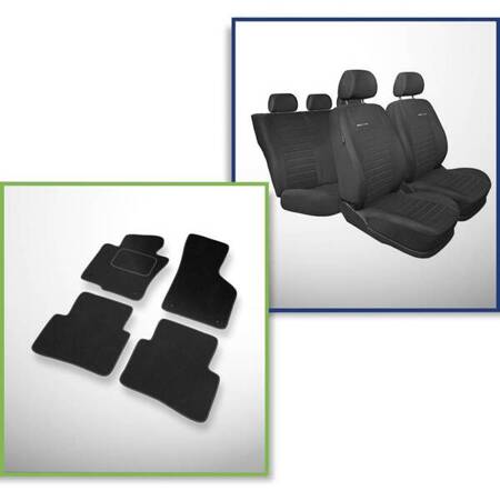 Set: tapis velours + housses de siege confectionnees sur mesure pour Volkswagen Passat B6 Berline (2005-2010) – Elegance P-4