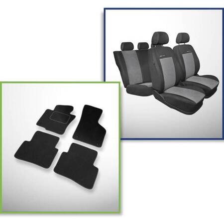 Set: tapis velours + housses de siege confectionnees sur mesure pour Volkswagen Passat B6 SW (2005-2010) – Elegance P-2