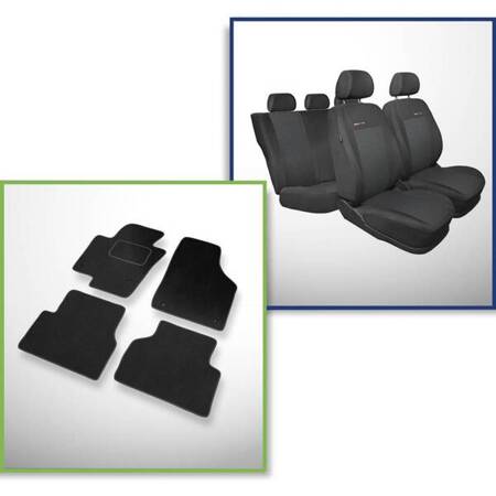 Set: tapis velours + housses de siege confectionnees sur mesure pour Volkswagen Tiguan I FL SUV (2011-2015) – Elegance P-3