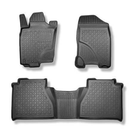 Tapis de sol en TPE pour Nissan Navara NP300 Pick-Up (01.2016-2022) - tapis de voiture - noir - Aristar - Guardliner - crochets de fixation sur le plancher