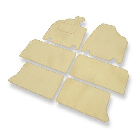 Tapis de sol velours pour Kia Carnival II (2006-2010) - Premium tapis de voiture - beige - DGS Autodywan