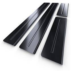 Protections de seuils de portes en acier pour Hyundai ix35 I FL SUV (5 portes) - (2014-2015) - Croni - Long Line - noir (surface poncée)