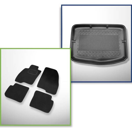 Ensemble: tapis velours + tapis de coffre pour Alfa Romeo MiTo (09.2008-12.2018) 3 porte - Standard