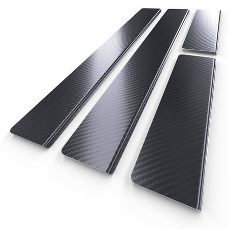 Protections de seuils de portes en acier pour Opel Astra H Caravan, Hayon, Berline (4 portes, 5 portes) - (2004-2013) - Croni - Standard - noir (feuille de carbone)