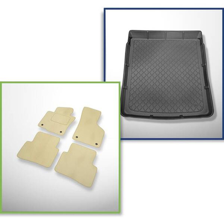 Ensemble: tapis velours + tapis de coffre pour Volkswagen Passat B7 (09.2010-11.2014) 4 porte - Guardliner