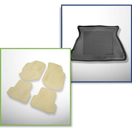 Ensemble: tapis velours + tapis de coffre pour Ford Escort VI (1995-2000) 3 porte, 5 porte - Standard