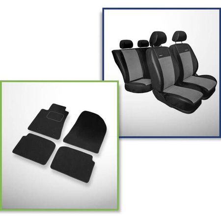 Set: tapis velours + housses de siege confectionnees sur mesure pour Toyota Avensis II Berline (2003-2008) – Premium gris
