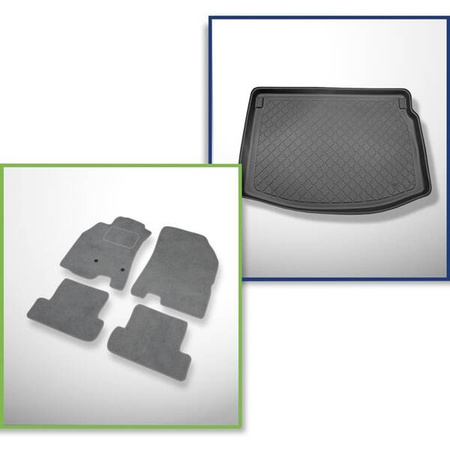 Ensemble: tapis velours + tapis de coffre pour Renault Megane III (11.2008-12.2015) 3 porte - Guardliner